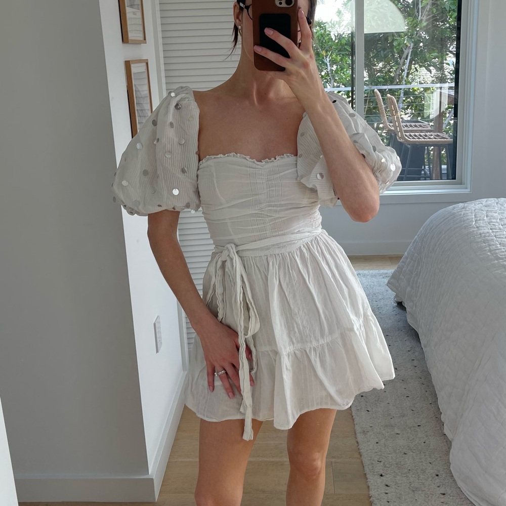 Sundress White Puff Sleeve Dress